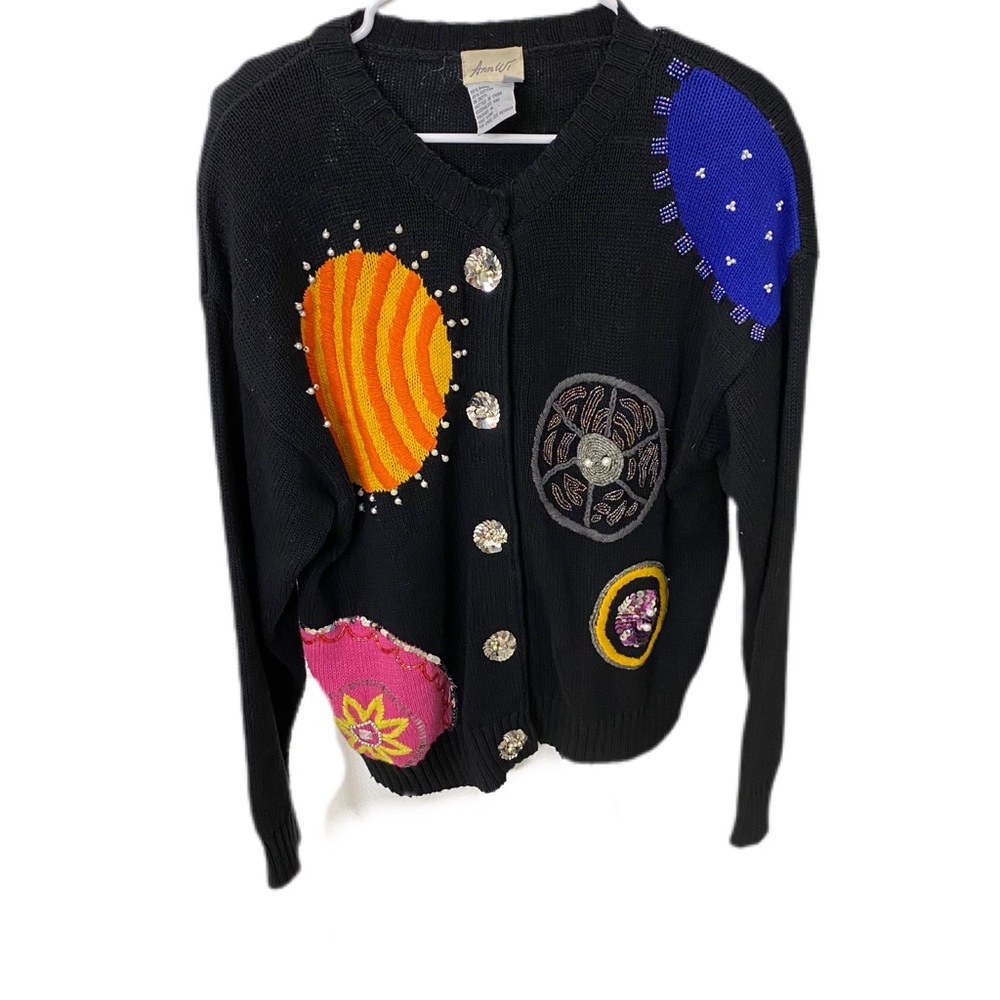 Vintage 80’s one of a kind slouchy artsy sequin & knit sweater - Picture 1 of 6